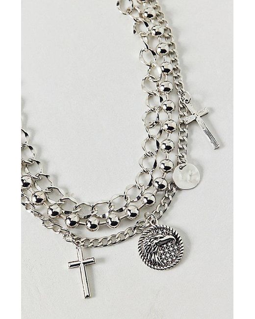 Urban Outfitters White Memphis Ball Bead Layered Necklace for men