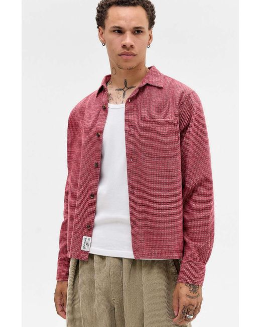 BDG Red Reggie Check Long Sleeve Shirt for men