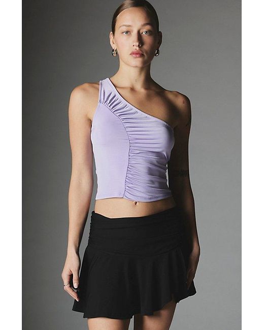 Silence + Noise Gray Ruched On Cropped Top