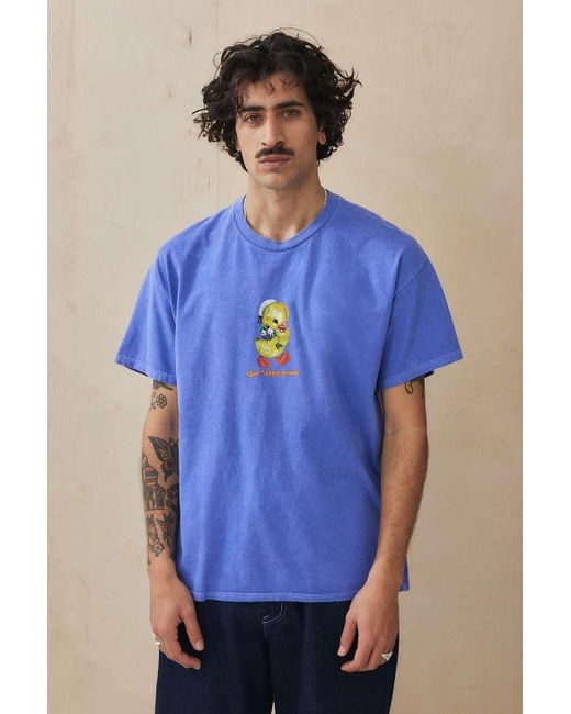 Urban Outfitters Uo Blue Quit Quacking Around T-shirt for men