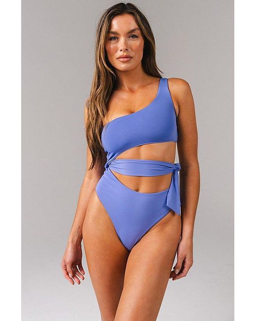 Vitaly Blue Tropica Asymmetrical One Piece Swimsuit