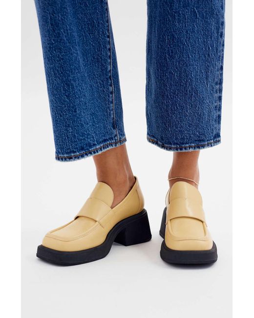 Vagabond Blue Dorah Modern Heeled Loafer In Butter,at Urban Outfitters