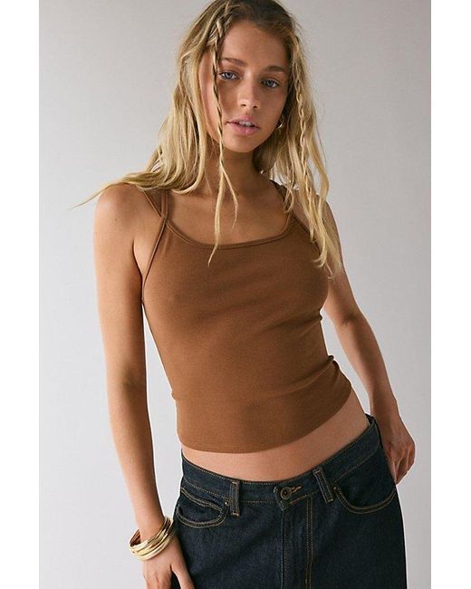 Vintage & ReMADE by UO Brown Remade By Uo Remnants Strappy Tank Top
