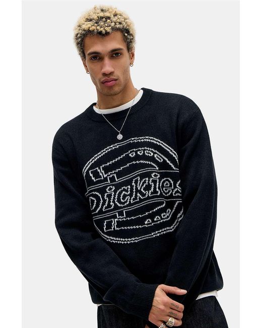 Dickies Blue Black Union Jacquard Logo Jumper for men