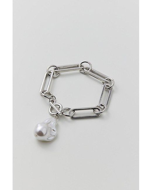 Urban Outfitters Blue Modern Chain & Pearl Toggle Bracelet