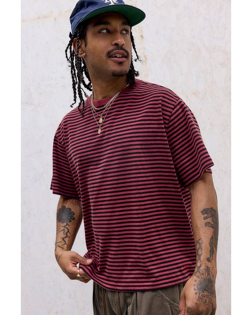 BDG Red Striped Short Sleeve T-shirt for men