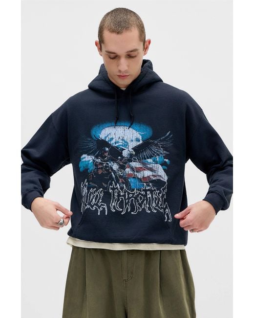 Urban Outfitters Blue Uo Black Sunbleach Eagle Hoodie for men