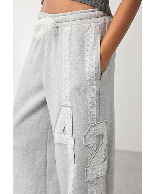 Out From Under White Brenda Lace Stripe Jogger Sweatpant