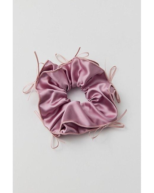 Urban Outfitters White Satin Bow Scrunchie