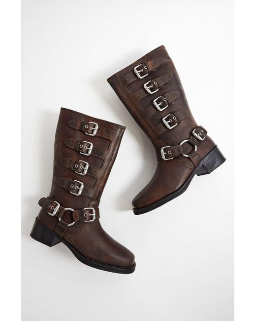Urban Outfitters Uo Buckle Up Brown Leather Boots