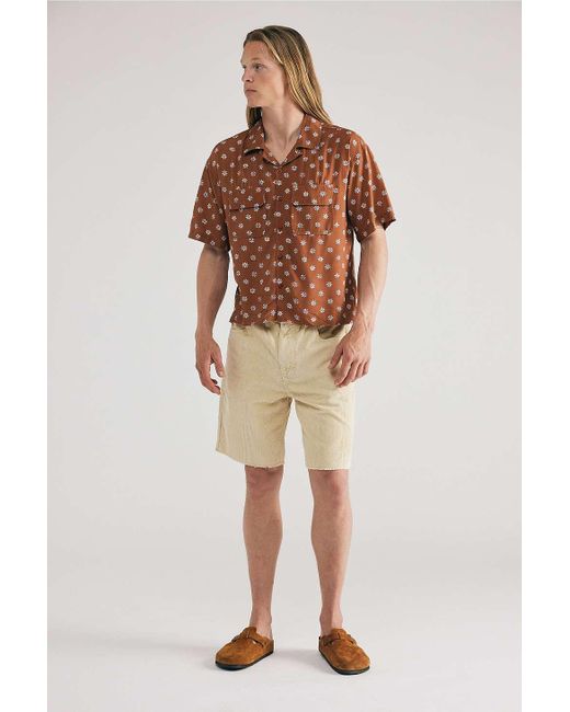 Urban Outfitters Brown Uo Jamie Rayon Cropped Button-down Shirt for men