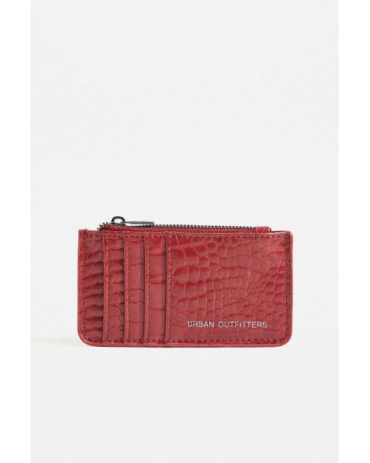 Urban Outfitters Red Uo Faux Croc Cardholder
