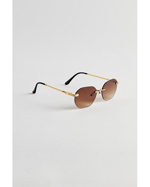 Urban Outfitters Metallic Jasper Rimless Hex Sunglasses for men