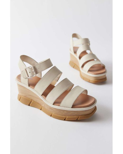 Sorel Leather Joanie Iii Ankle Strap Wedge Sandal in Natural Lyst
