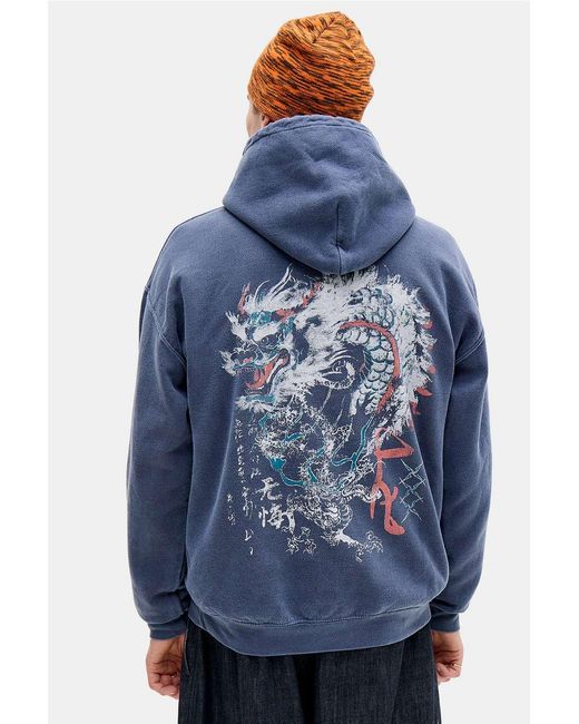 Urban Outfitters Uo Blue Dragon Grunge Hoodie for men