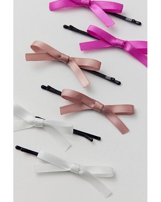 Urban Outfitters Natural Satin Bow Hair Slide 6-Pack Set