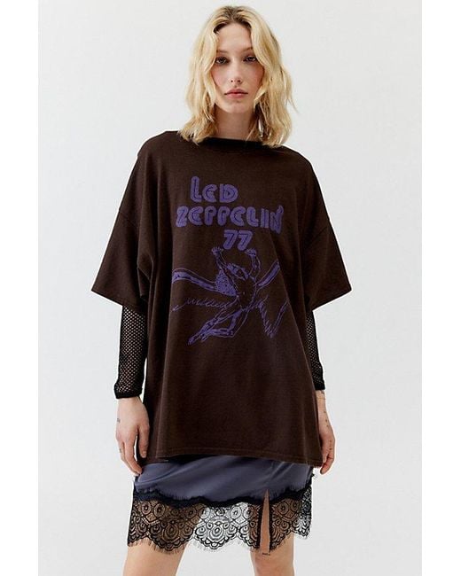 Urban Outfitters Brown Led Zeppelin '77 Tour Oversized Tee