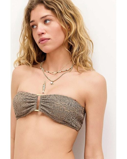 Out From Under Brown Knit Bandeau Bikini Top