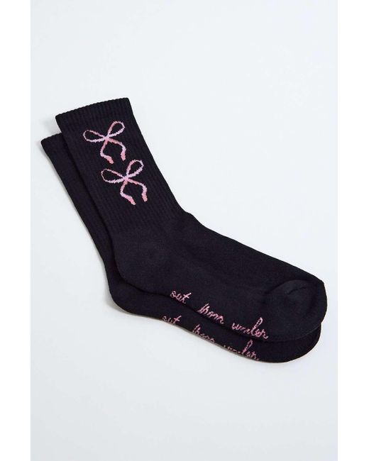 Out From Under Black Jacquard Bow Socks
