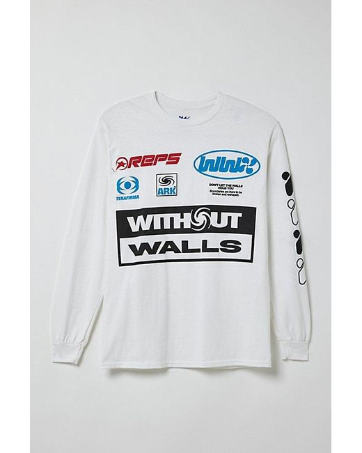 Without Walls Blue Racing Graphic Long Sleeve Tee for men