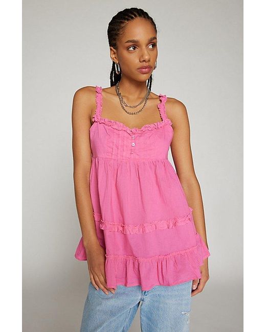 Kimchi Blue Pink Kimchi Alexis Tiered Babydoll Tunic Top