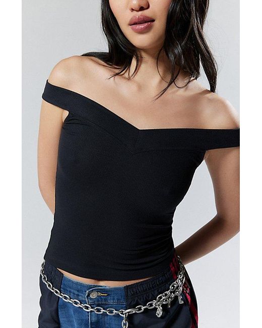 Silence + Noise Black Veronica Off-The-Shoulder Top