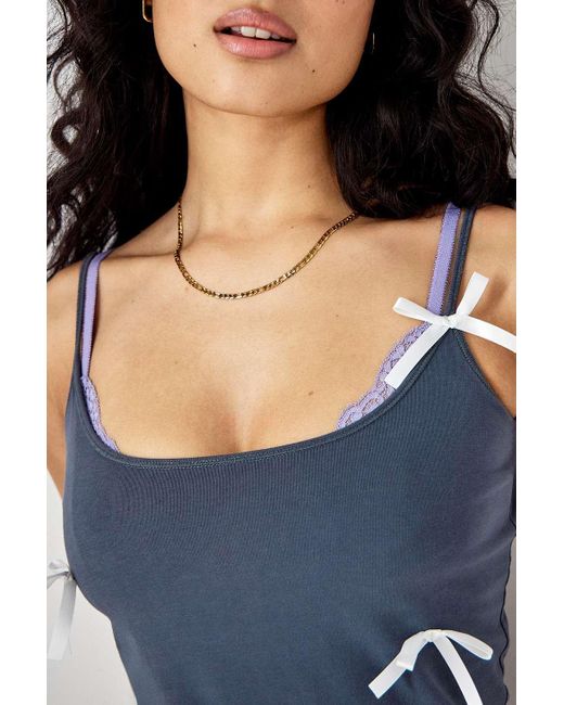Urban Renewal Blue Remade From Vintage Grey Bow Jersey Cami