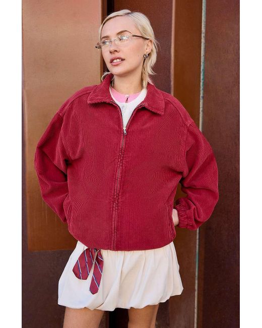 BDG Red Unlined Corduroy Harrington Jacket