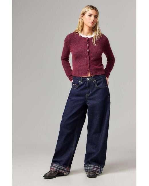BDG Blue Jaya Baggy Turn Up Check Jeans