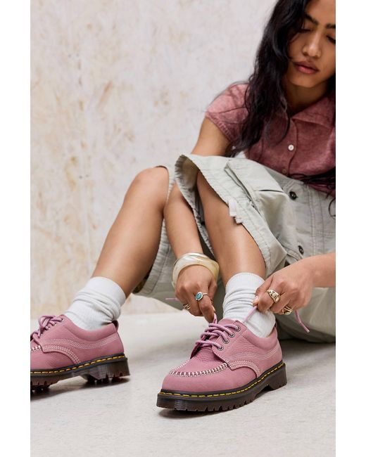 Dr. Martens Pink Lowell 4-eye Leather Shoes