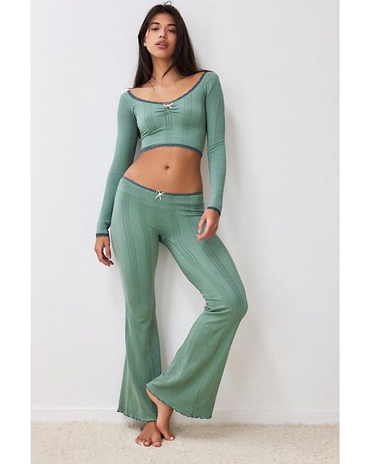Out From Under Green Peggy Pointelle Flare Lounge Pant