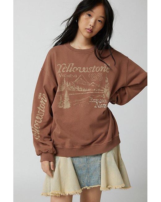 Urban Outfitters Brown Yellowstone Embroidered Graphic Sweatshirt