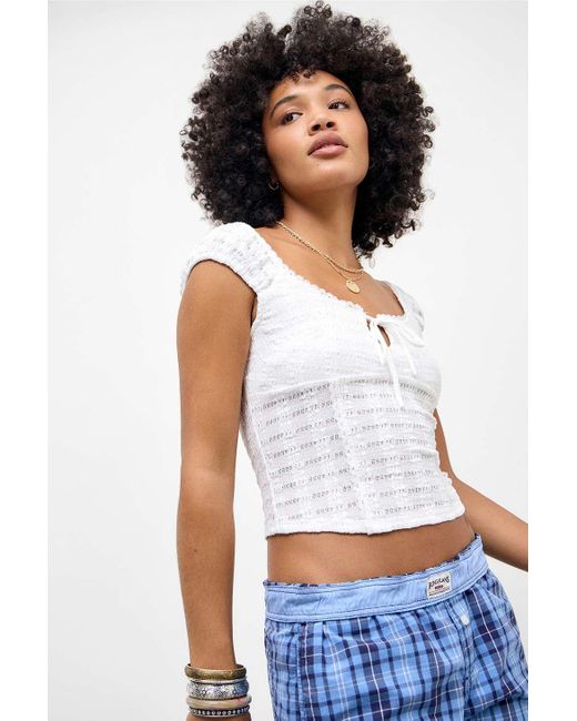 Kimchi Blue White Juliette Keyhole Blouse