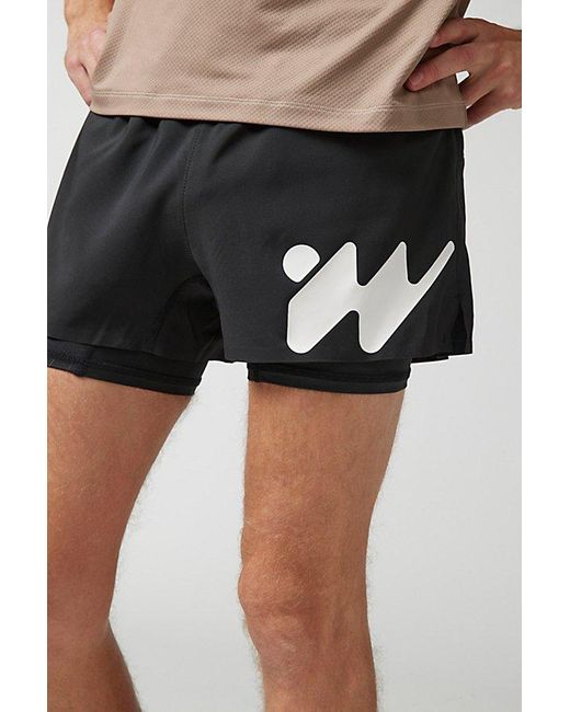 Without Walls Black Double Layer Running Short for men
