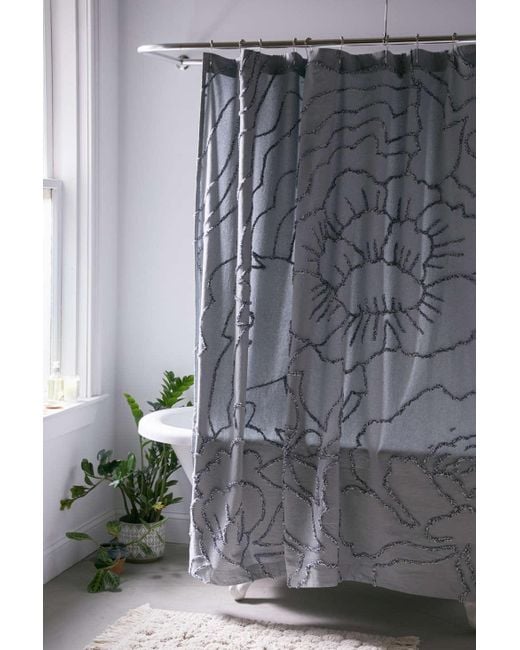 Urban Outfitters Blue Margot Tufted Floral Shower Curtain for men