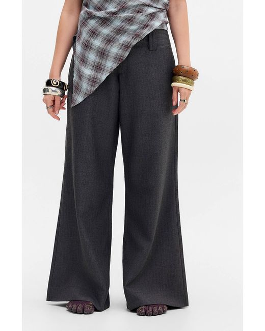 Urban Outfitters Black Uo Charli Grey Loose Flare Trousers