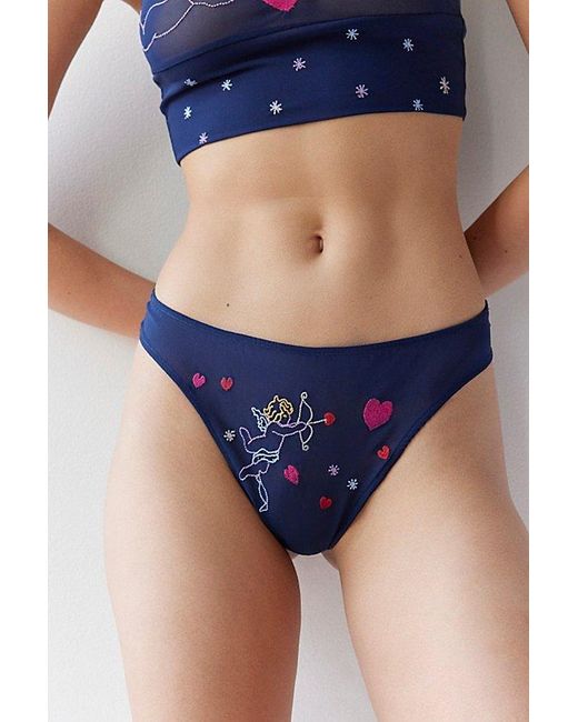 Only Hearts Purple Angel Baby Embroidered Thong