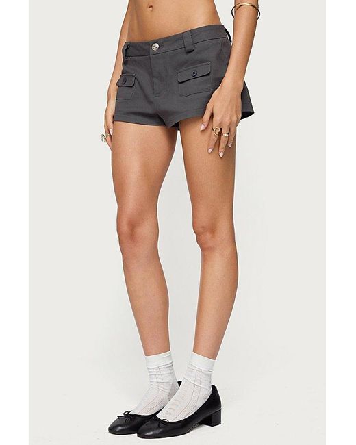 Edikted Blue Terra Cargo Micro Shorts