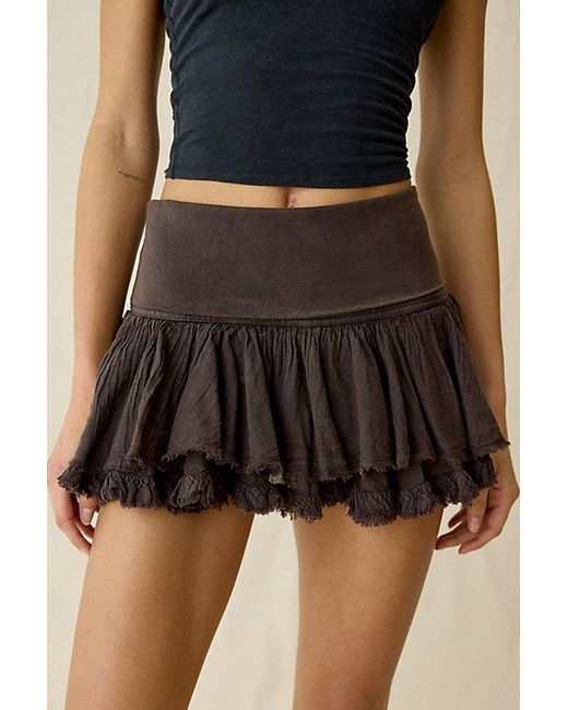 Robin Faulds Mini Kimchi Blue Robin Foldover Tiered Ruffle Mini Skort in Black | Lyst Canada