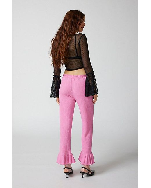 Urban Outfitters Pink Uo Daphne Ruffle Flare Pant