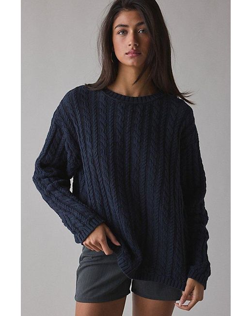 Vintage & ReMADE by UO Blue Vintage By Uo Cable Knit Sweater