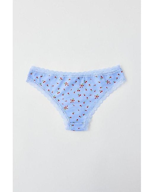 Out From Under Blue Noelle Lace-Trim Tanga