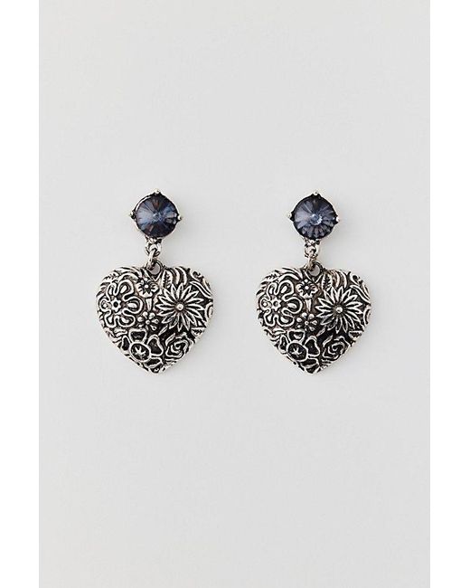 Urban Outfitters Blue Etched Heart Earring