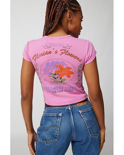 Urban Outfitters Pink Flower Market Baby Tee