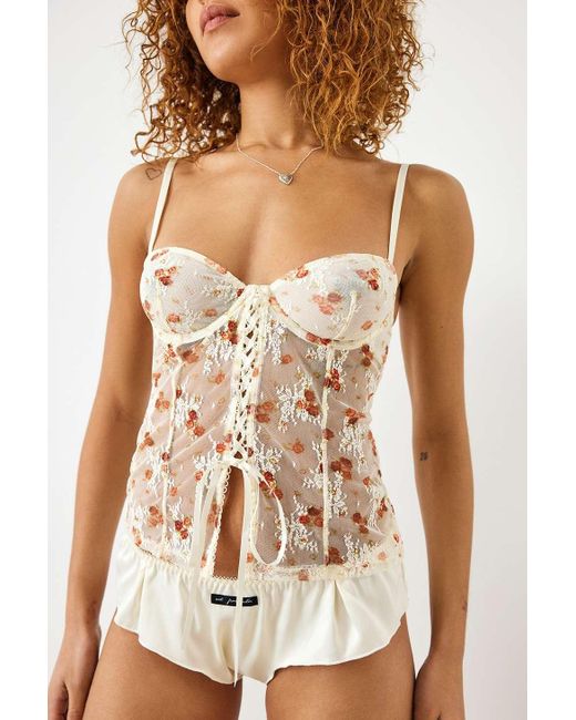 Out From Under Natural Ditsy Printed Firecracker Lace Cami Top
