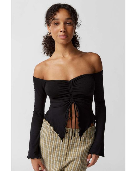 Urban Outfitters Black Uo Cadence Cinched Flyaway Top