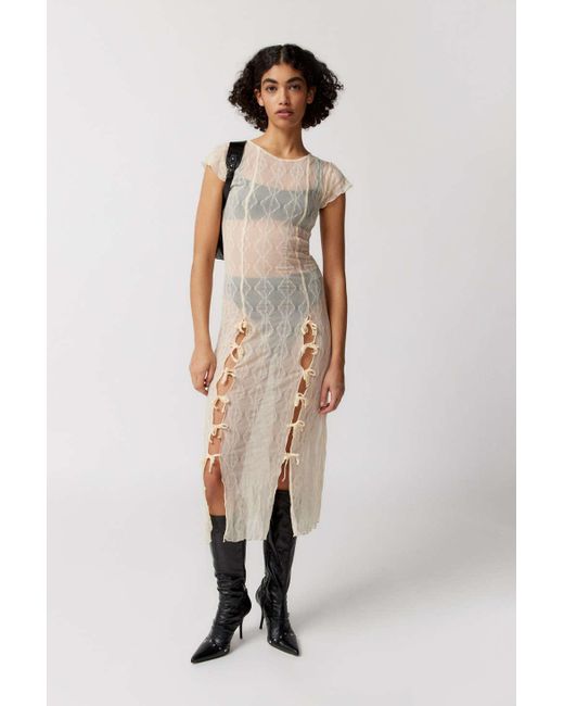Find Me Now Natural Second Skin Sheer Midi Dress In Cream,at Urban Outfitters