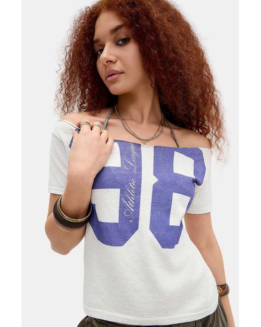 BDG Blue 98 Off-shoulder T-shirt