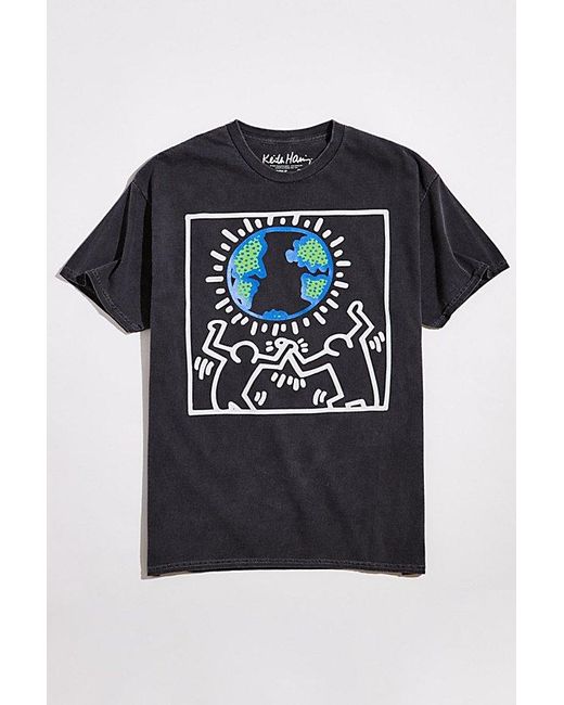 Urban Outfitters Black Keith Haring Love The Earth Tee for men