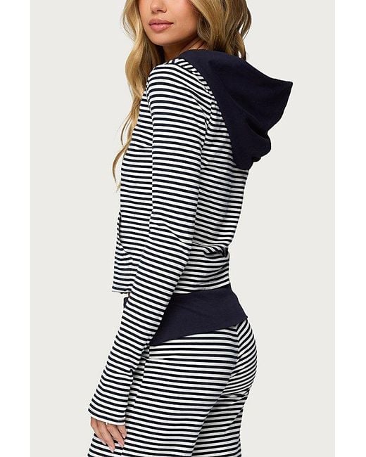 Edikted Blue Meggy Striped Zip Up Hoodie
